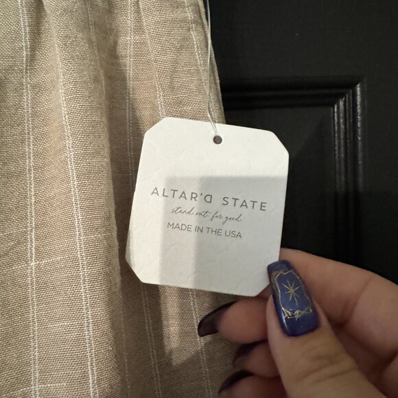 NWT Womens Altard State Wide Leg Linen Blend Drawstring Pants Cream White Medium - Picture 2 of 5